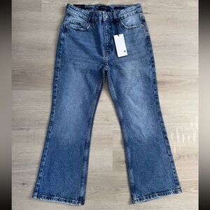 Stretch Cotton Flare Wide Leg Blue Jeans